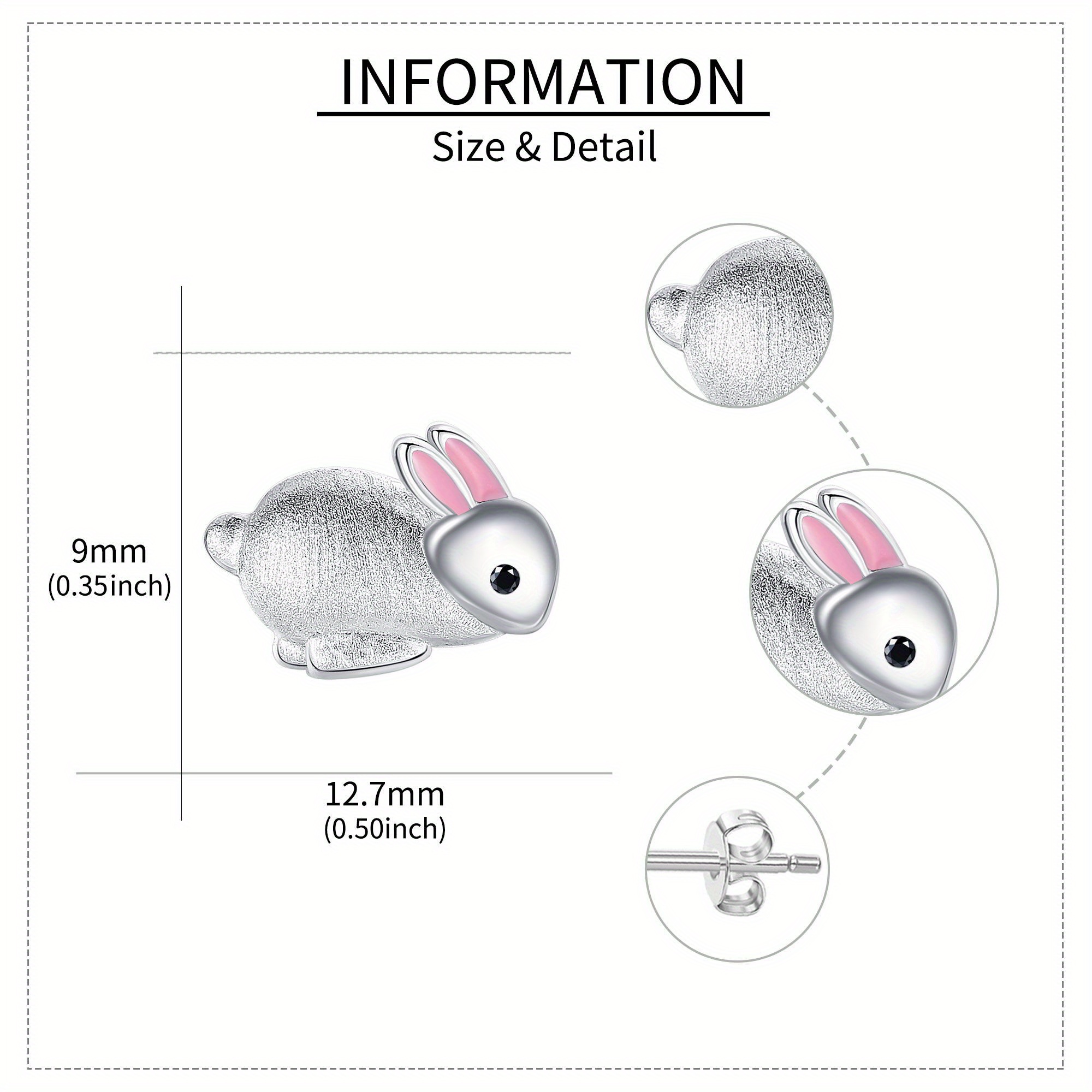Women's 925 Sterling Silver Easter Bunny Stud Earrings